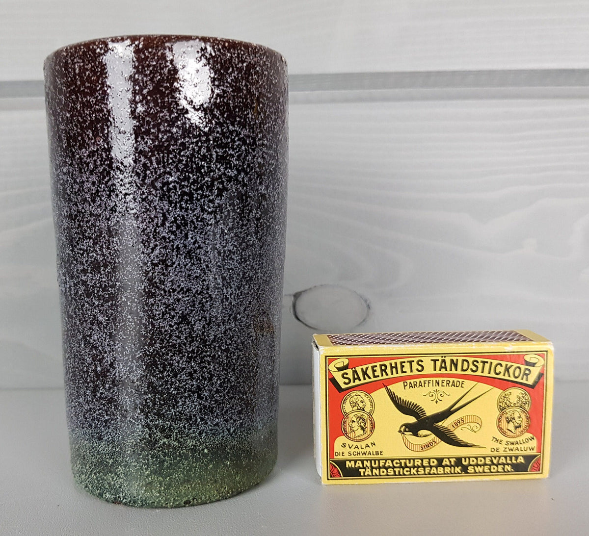 Vintage PIETER GROENEVELDT Dutch Studio Art Pottery Purple Fat Lava Vase 1960s