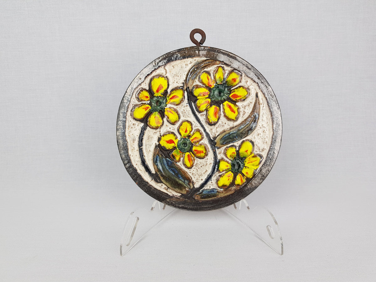 Vintage RUSCHA KERAMIK Wall Hanger, Flower Decor 1970s
