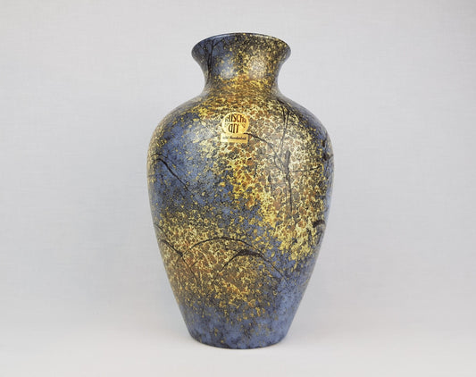 Vintage RUSCHA ART KERAMIK Blue and Yellow Vase 837 West German Pottery 1980s