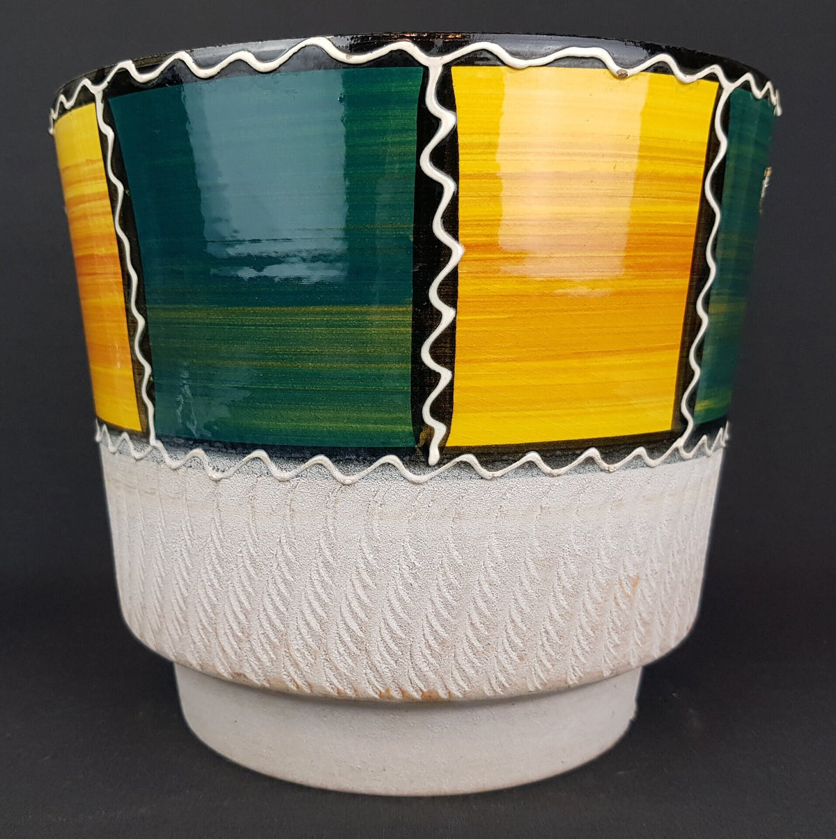 Vintage BAY KERAMIK Planter Flower Pot "Mexiko" Decor West German Pottery 1966s Original Foil