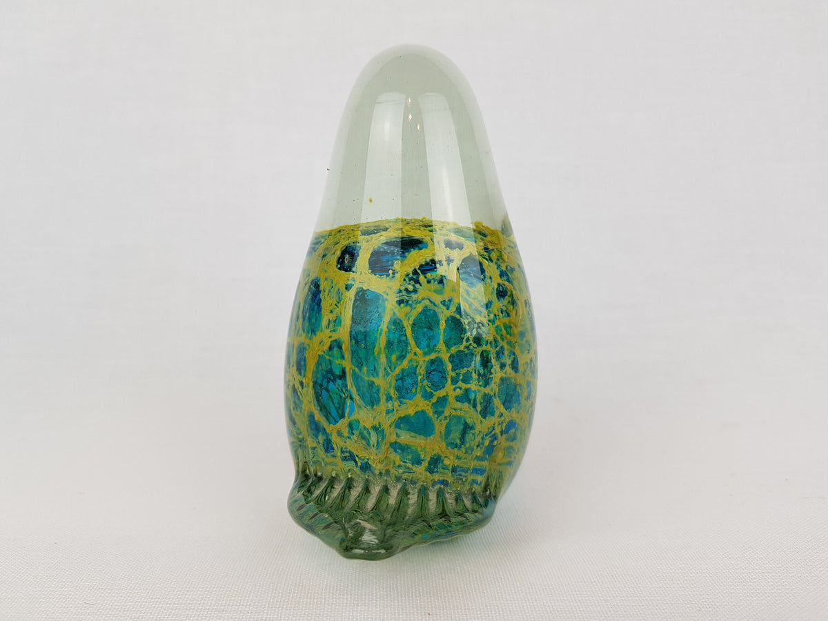 Vintage MDINA Blue, Green and Yellow Glass Bird from Malta 1970s