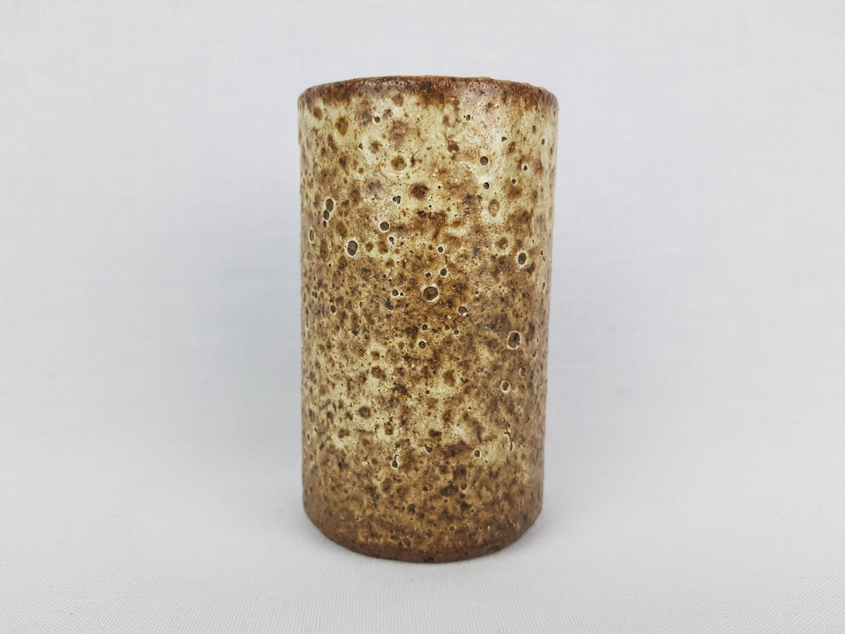 Vintage PIETER GROENEVELDT Brown and Beige Vase Dutch Studio Art Pottery 1960s