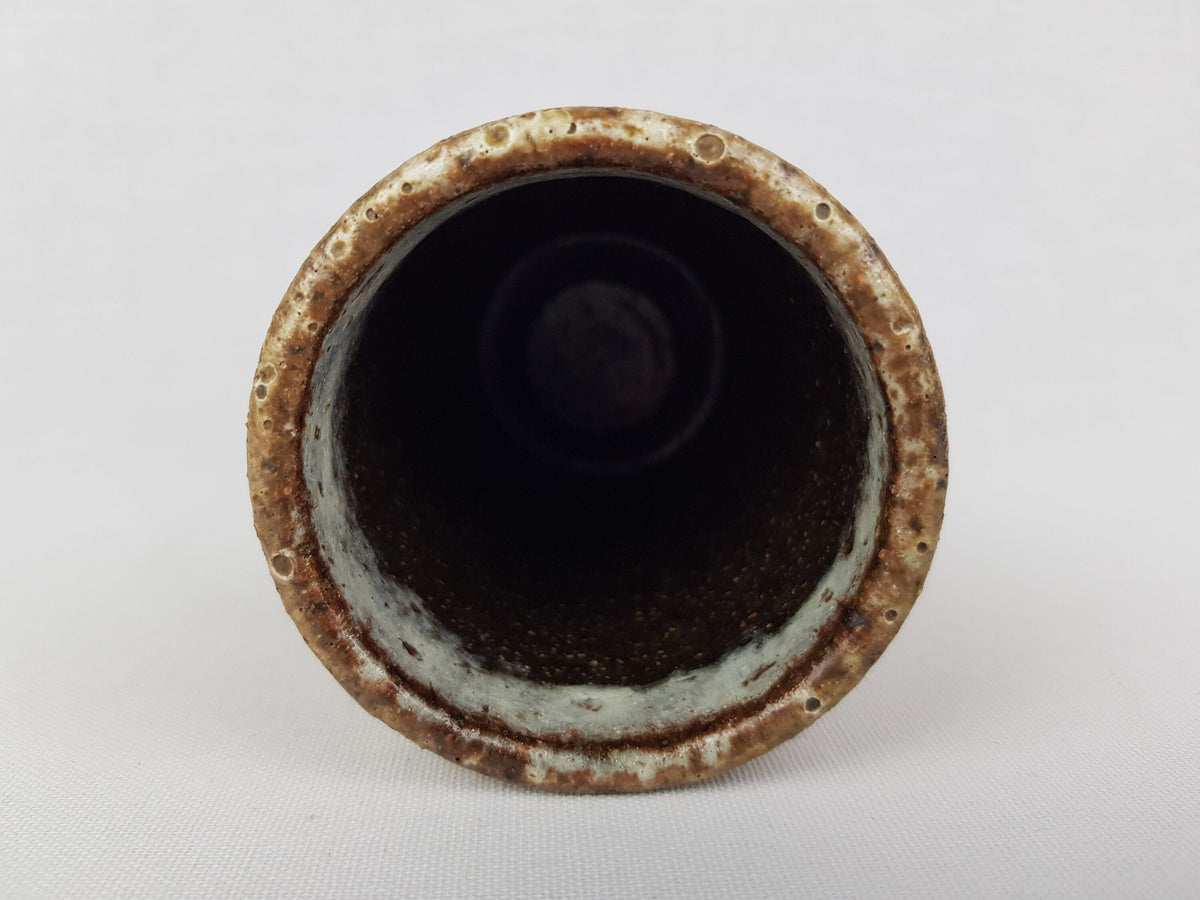 Vintage PIETER GROENEVELDT Brown and Beige Vase Dutch Studio Art Pottery 1960s