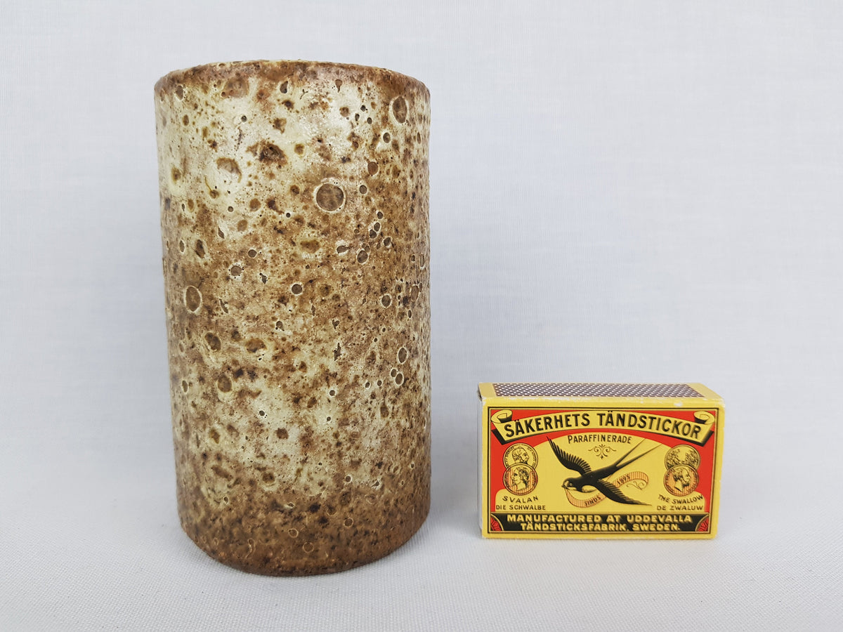 Vintage PIETER GROENEVELDT Brown and Beige Vase Dutch Studio Art Pottery 1960s