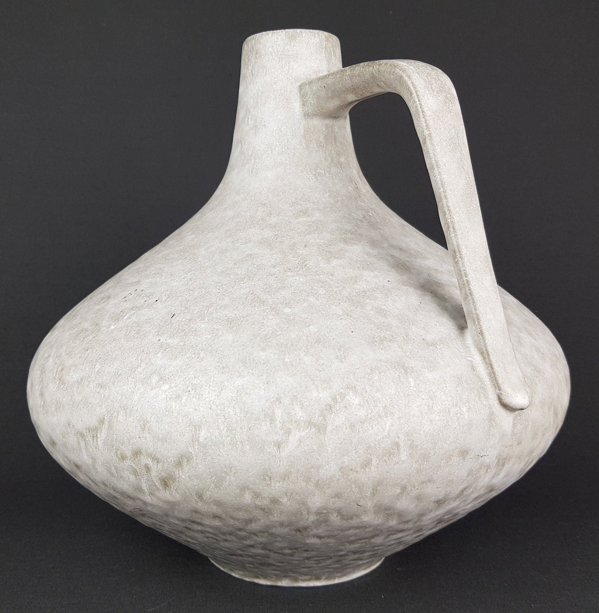 Vintage CERAMANO Handled White Gray Vase With Arktis Decor 201 West German Pottery 1950s