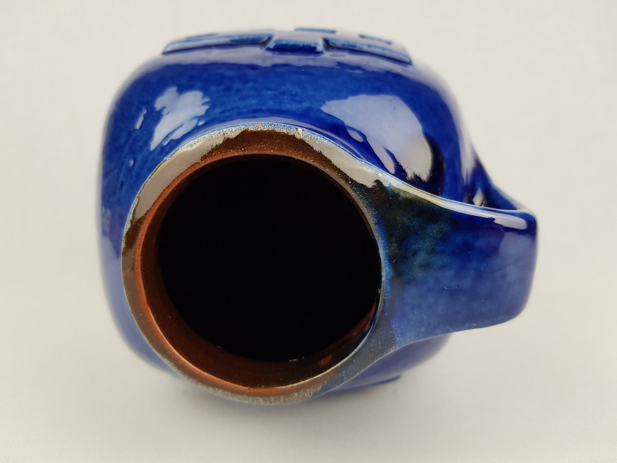 Vintage CARSTENS TÖNNIESHOF Handled Blue Vase with Java Decor 74-21 West German Pottery 1968