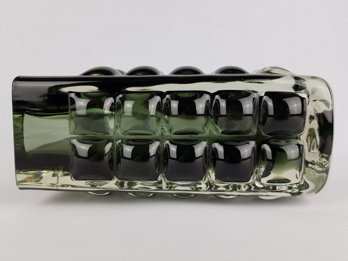 Vintage ICHENDORF GLASS Green Design Vase by Horst Tüselmann West Germany 1960-70s