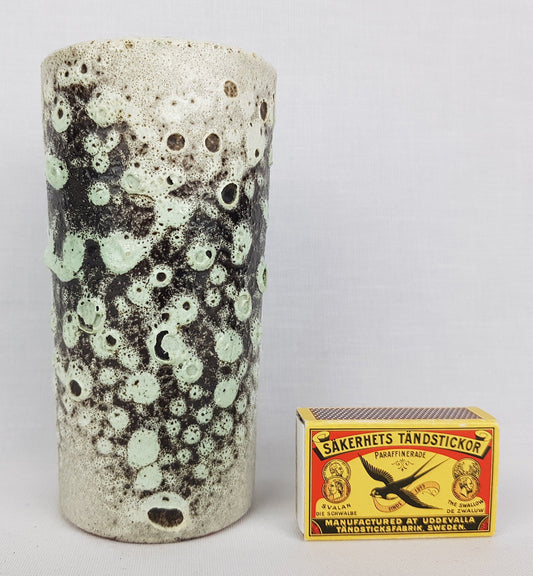 Vintage PIETER GROENEVELDT Greenish Grey Fat Lava Vase 104 14 Dutch Studio Art Pottery 1960s