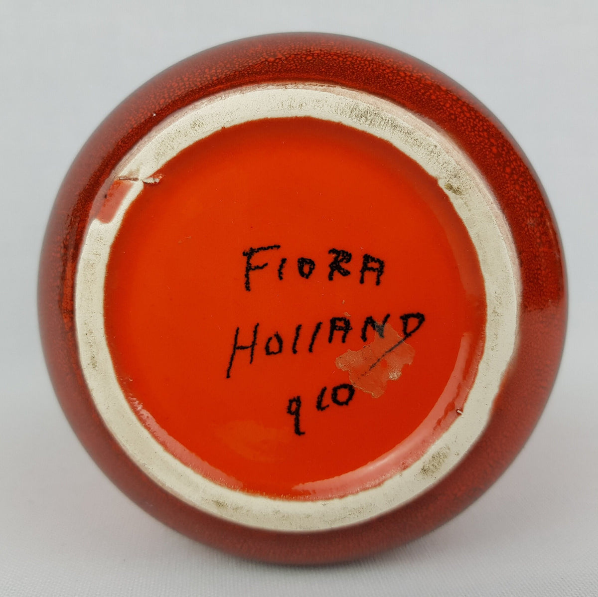 Vintage FLORA GOUDA HOLLAND Ceramic Orange Vase With Tokio Decor 910 Dutch Pottery 1970s
