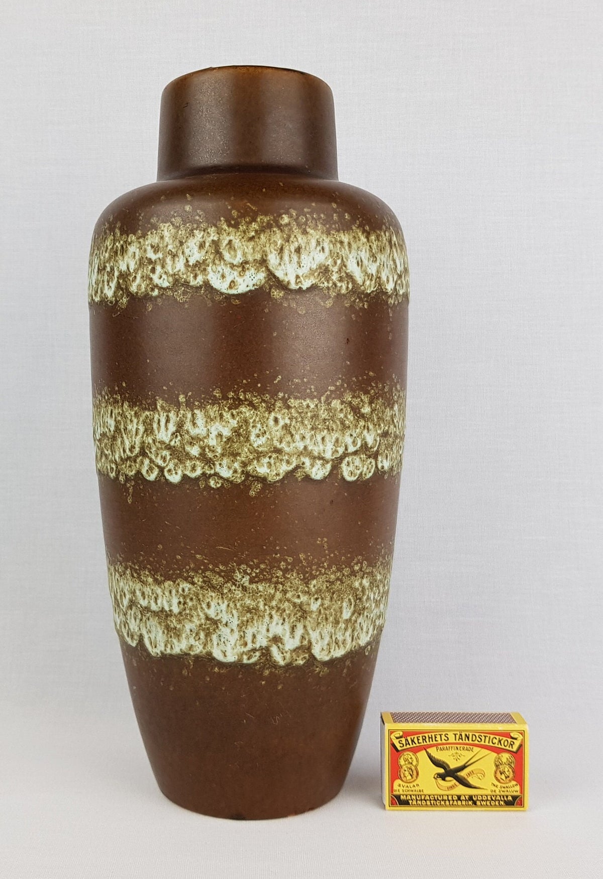 Vintage SCHEURICH KERAMIK Brown and Green Fat Lava Vase 517-30 West German Pottery 1970s