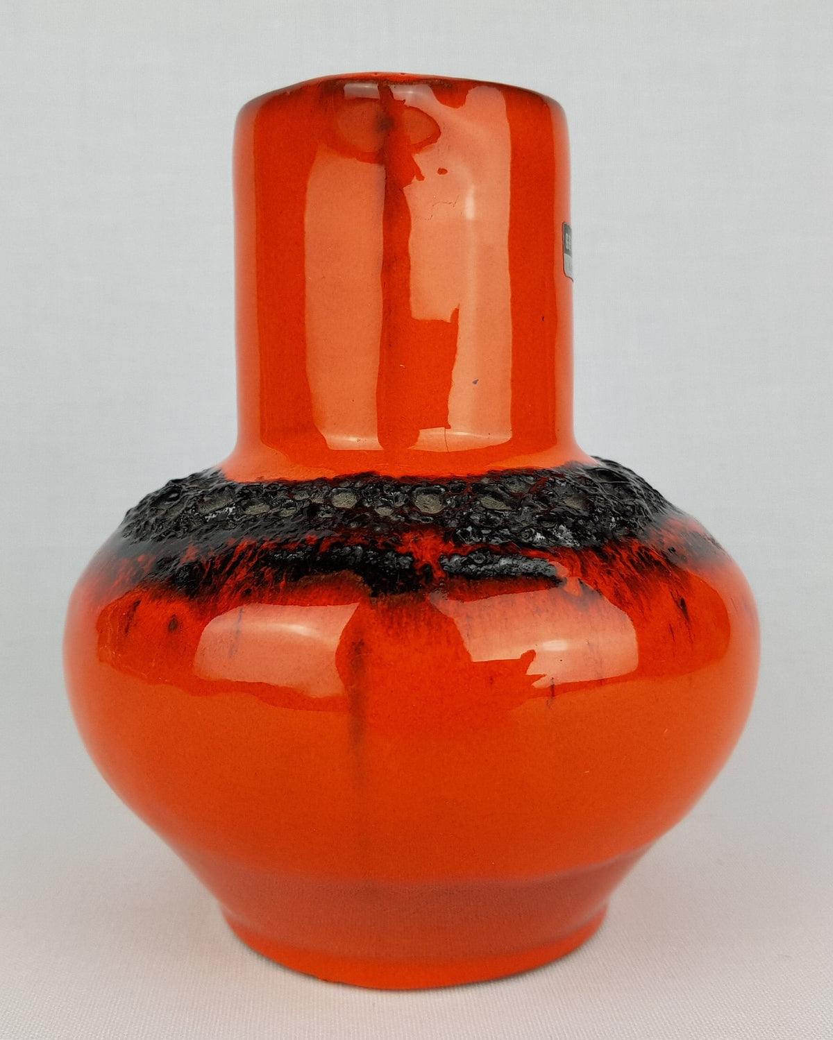 Vintage KREUTZ KERAMIK Handled Orange Fat Lava Vase 213 West German Pottery 1970s