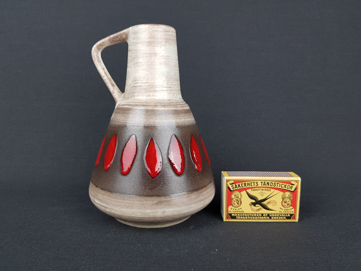 Vintage DÜMLER & BREIDEN Brown and Red Ceramic Vase 310 15 West German Pottery 1970s