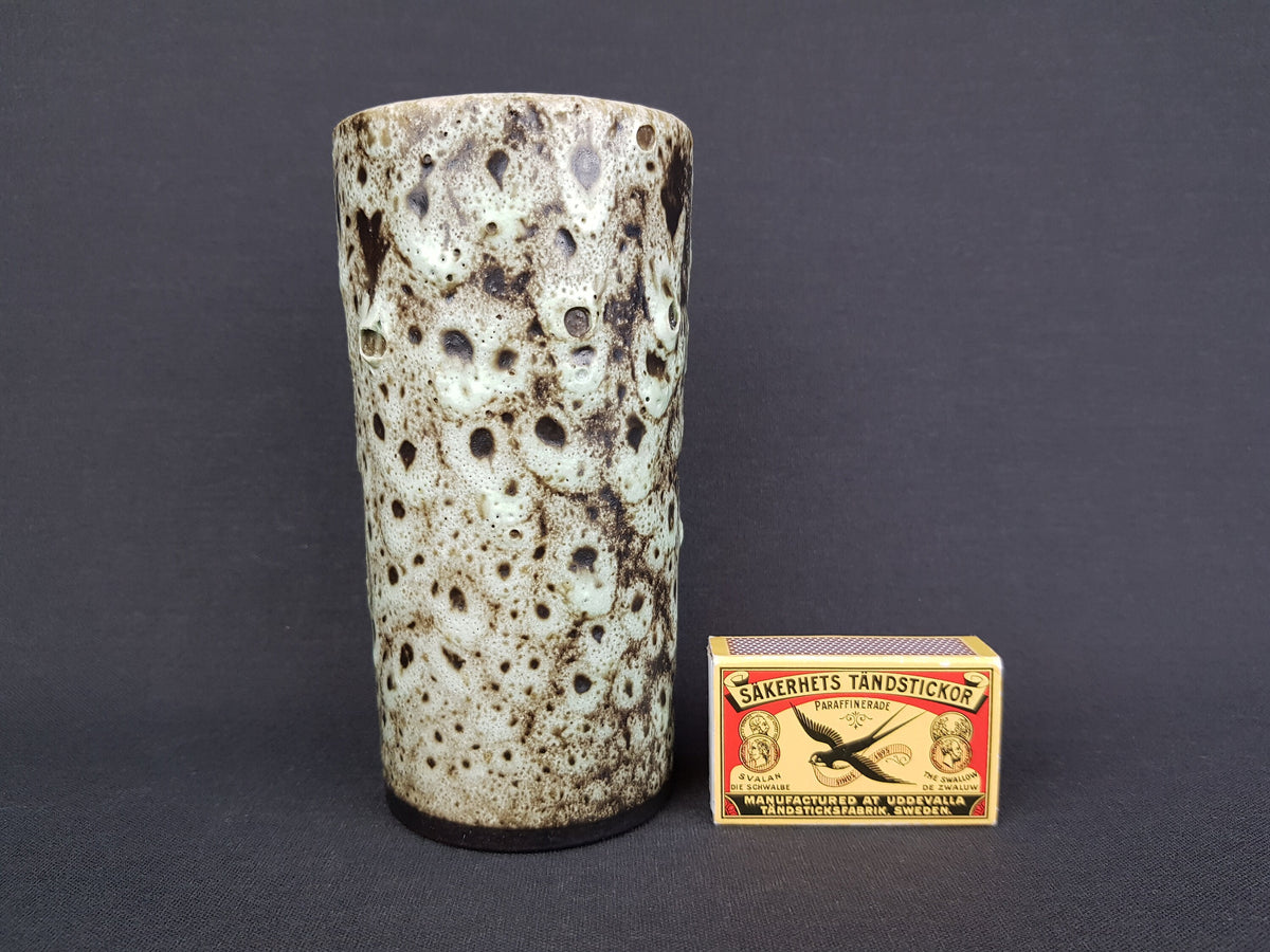 Vintage PIETER GROENEVELDT Beige Brown Fat Lava Vase 104 14 Dutch Studio Art Pottery 1960s