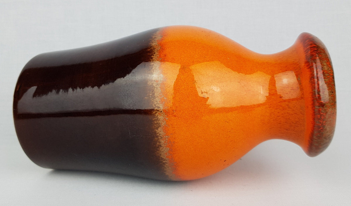 Vintage SCHEURICH KERAMIK Brown and Orange Vase 208/21 West German Pottery 1970s