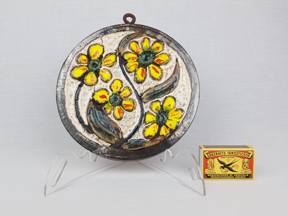 Vintage RUSCHA KERAMIK Wall Hanger, Flower Decor 1970s