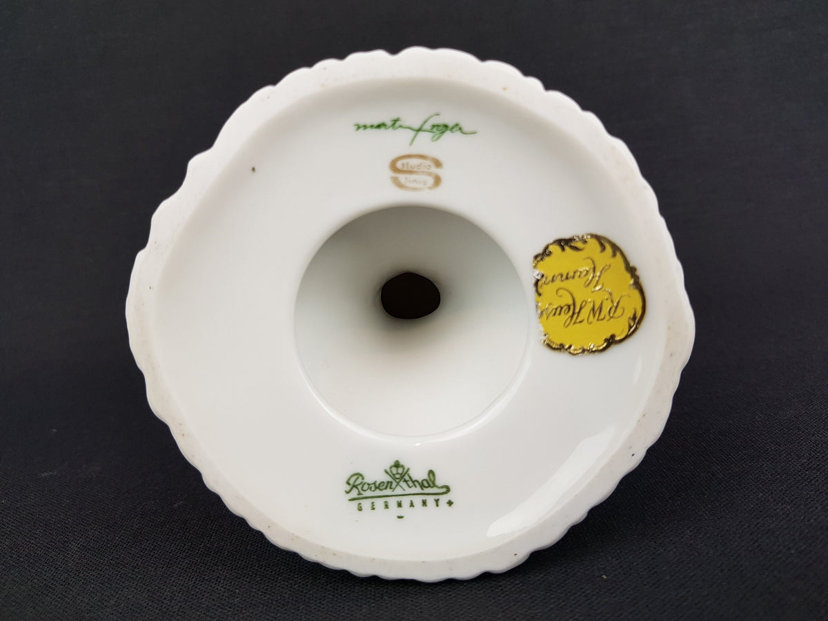 Vintage ROSENTHAL Studio Linie Porcelaine White Relief Candle Holder 1970s by Martin Freyer West Germany