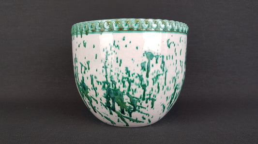 Vintage MAREI KERAMIK White and Green Planter / Flower Pot West German Pottery 1970s