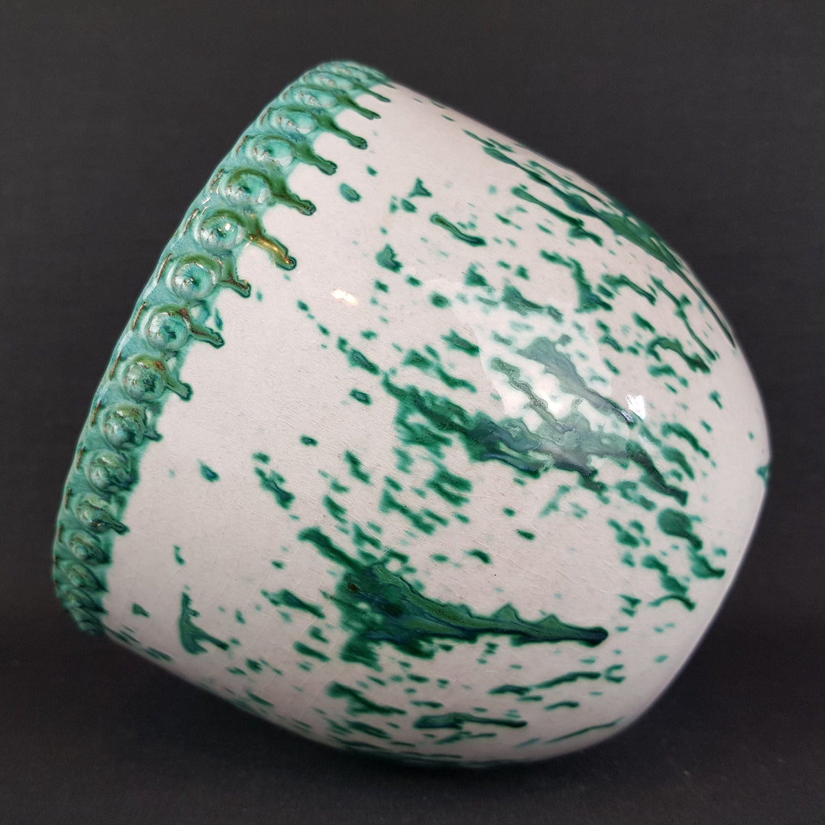Vintage MAREI KERAMIK White and Green Planter / Flower Pot West German Pottery 1970s