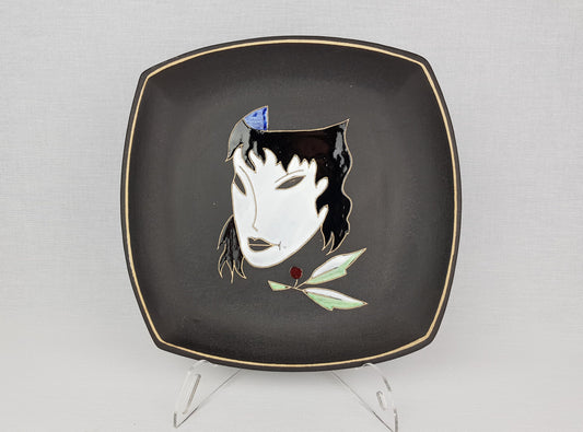 Vintage RUSCHA KERAMIK Wall Plate with Masks Decor 732 2 West German Pottery 1960s