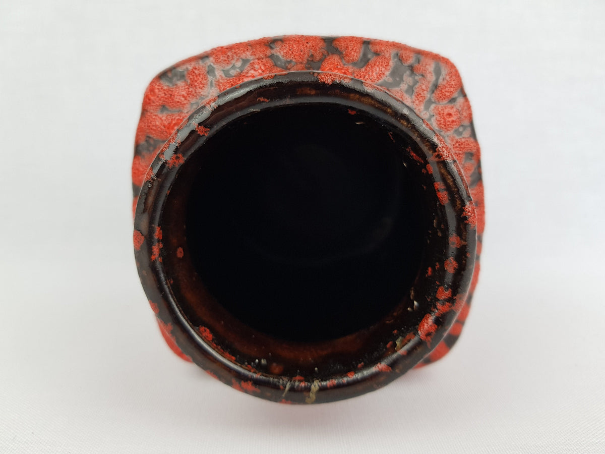 Vintage SCHEURICH KERAMIK Red and Black Fat Lava Vase 282 16 with JURA decor West German Pottery 1970s