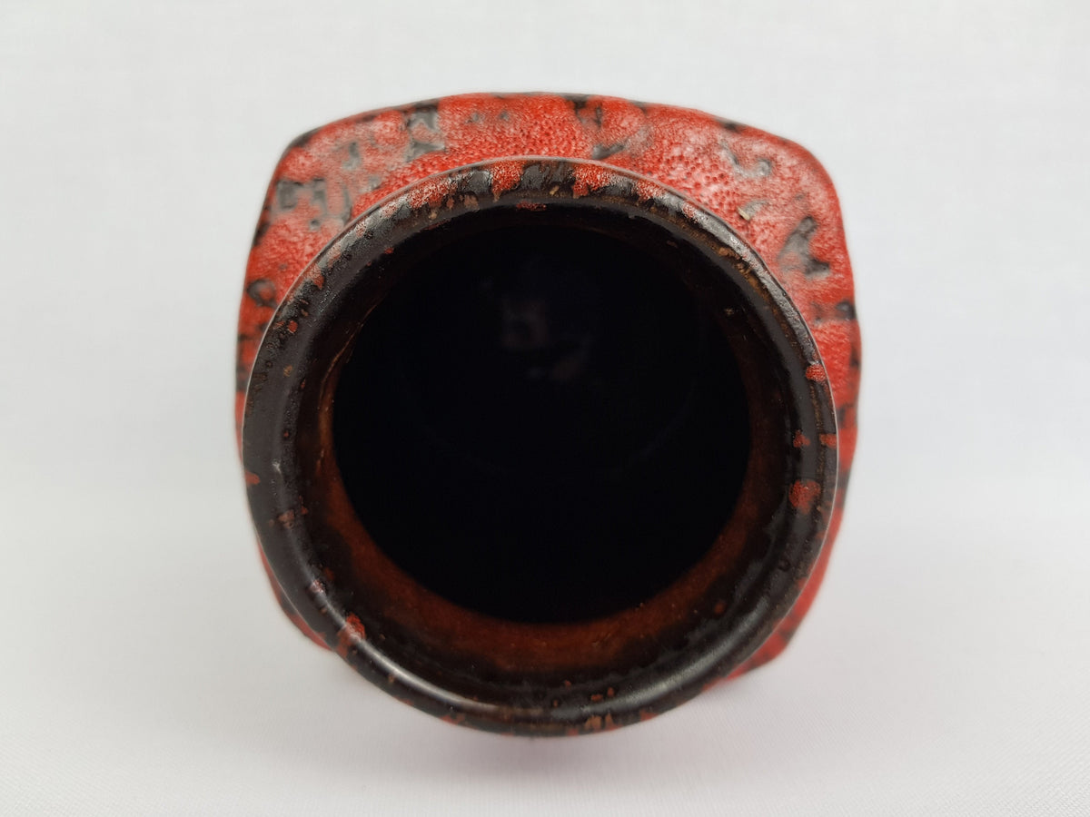 Vintage SCHEURICH KERAMIK Red and Black Fat Lava Vase 282 16 with JURA decor West German Pottery 1970s