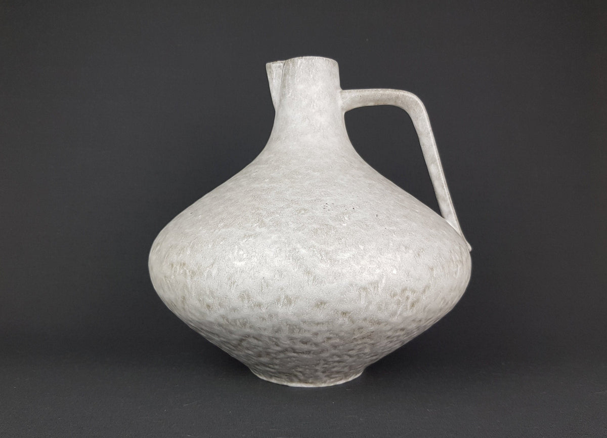 Vintage CERAMANO Handled White Gray Vase With Arktis Decor 201 West German Pottery 1950s