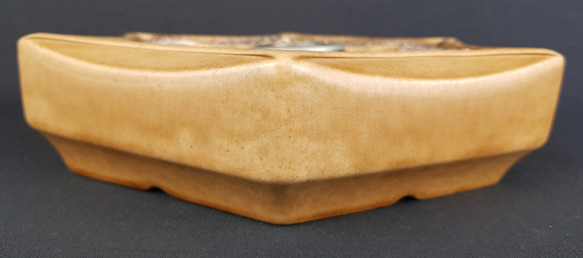 Vintage PAN KERAMIK Beige and Brown Hexagon Wall or Ceiling Lamp Light Sconce West German Pottery 1970s