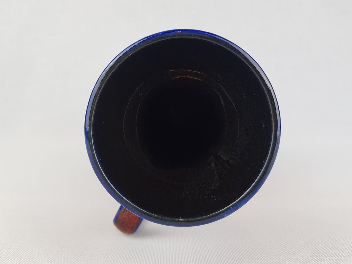 Vintage DÜMLER & BREIDEN KERAMIK Blue and Red Fat Lava Vase 347-30 West German Pottery 1970s