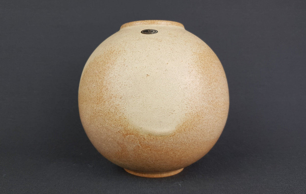 Vintage VAN DAALEN KERAMIK Beige Ball Vase 4507 15 West German Pottery 1970s