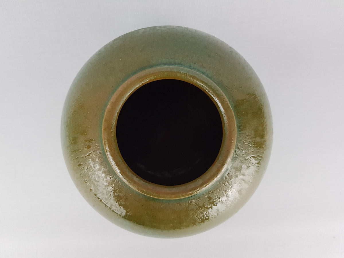 Handmade Art Deco Glossy Green Ball Vase by ANTON LANG from Oberammergau, Germany 1920-1930