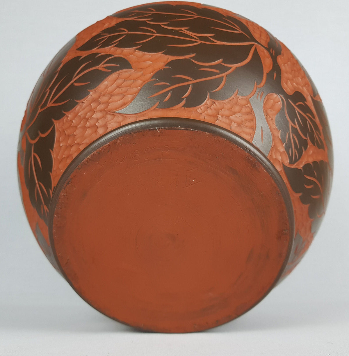 Vintage SAWA KERAMIK KLINKER Brown Sgrafito Vase 212-30 P West German Pottery 1950-60s