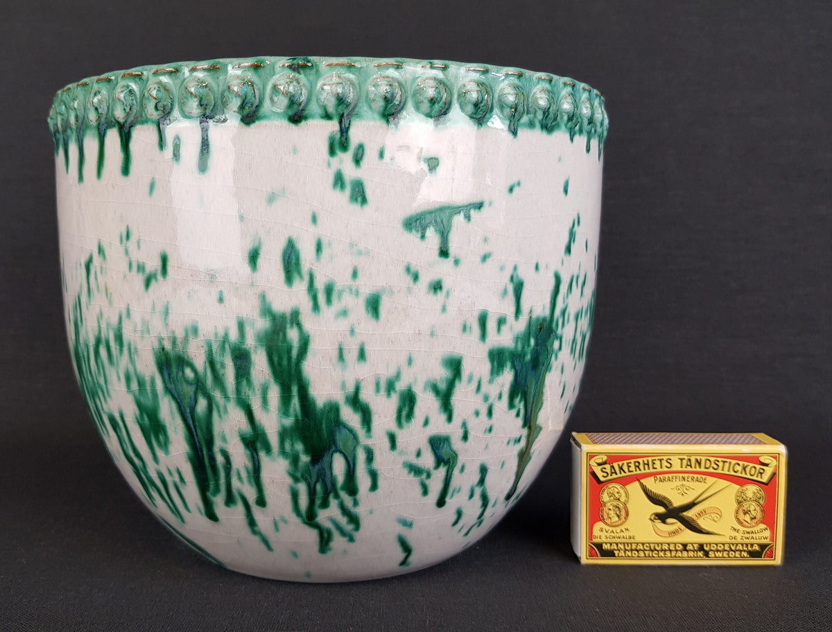 Vintage MAREI KERAMIK White and Green Planter / Flower Pot West German Pottery 1970s