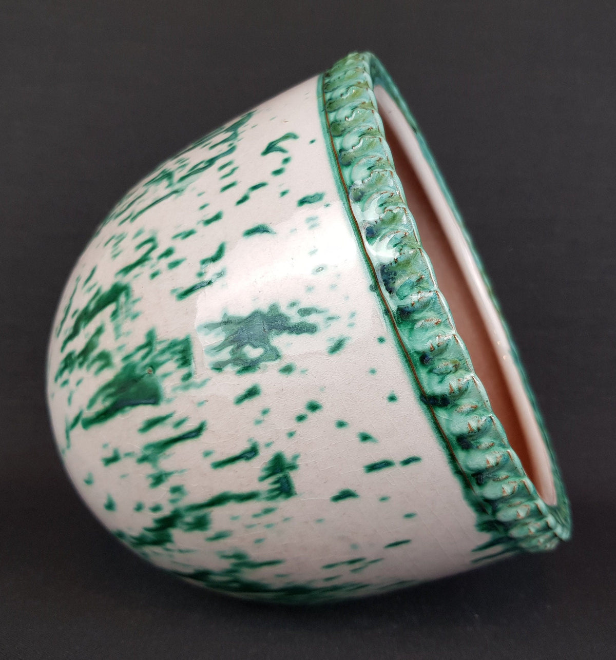 Vintage MAREI KERAMIK White and Green Planter / Flower Pot West German Pottery 1970s
