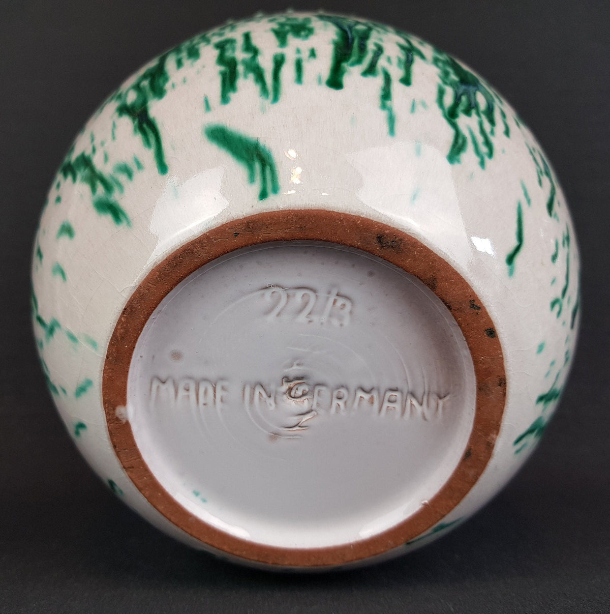 Vintage MAREI KERAMIK White and Green Planter / Flower Pot West German Pottery 1970s