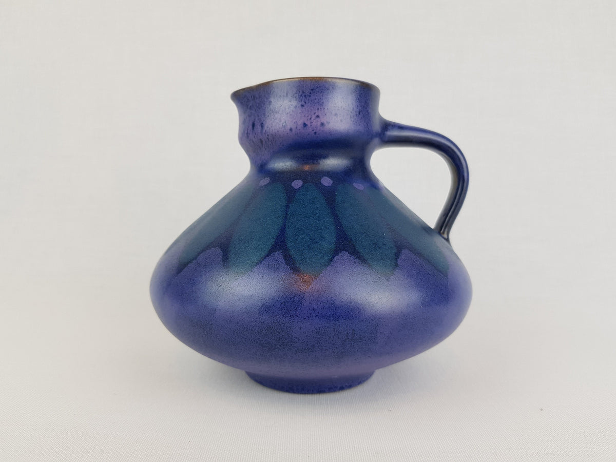 Vintage KMK (Keramik Manufaktur Kupfermühle) Ceramic Handled Purple and Green Vase Viola Decor 1970s