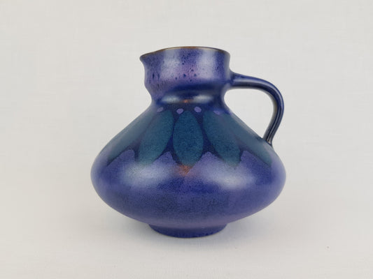 Vintage KMK (Keramik Manufaktur Kupfermühle) Ceramic Handled Purple and Green Vase Viola Decor 1970s