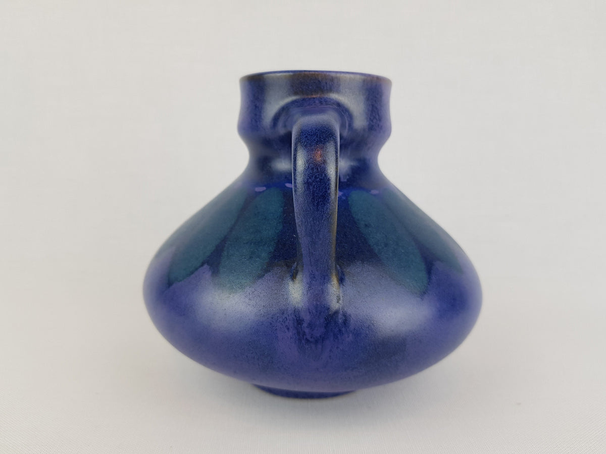 Vintage KMK (Keramik Manufaktur Kupfermühle) Ceramic Handled Purple and Green Vase Viola Decor 1970s