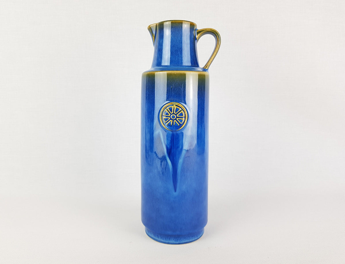 Vintage SOHOLM DENMARK Handled Blue Jug Vase 3311 from Nordlys Series by Maria Philippi 1963s