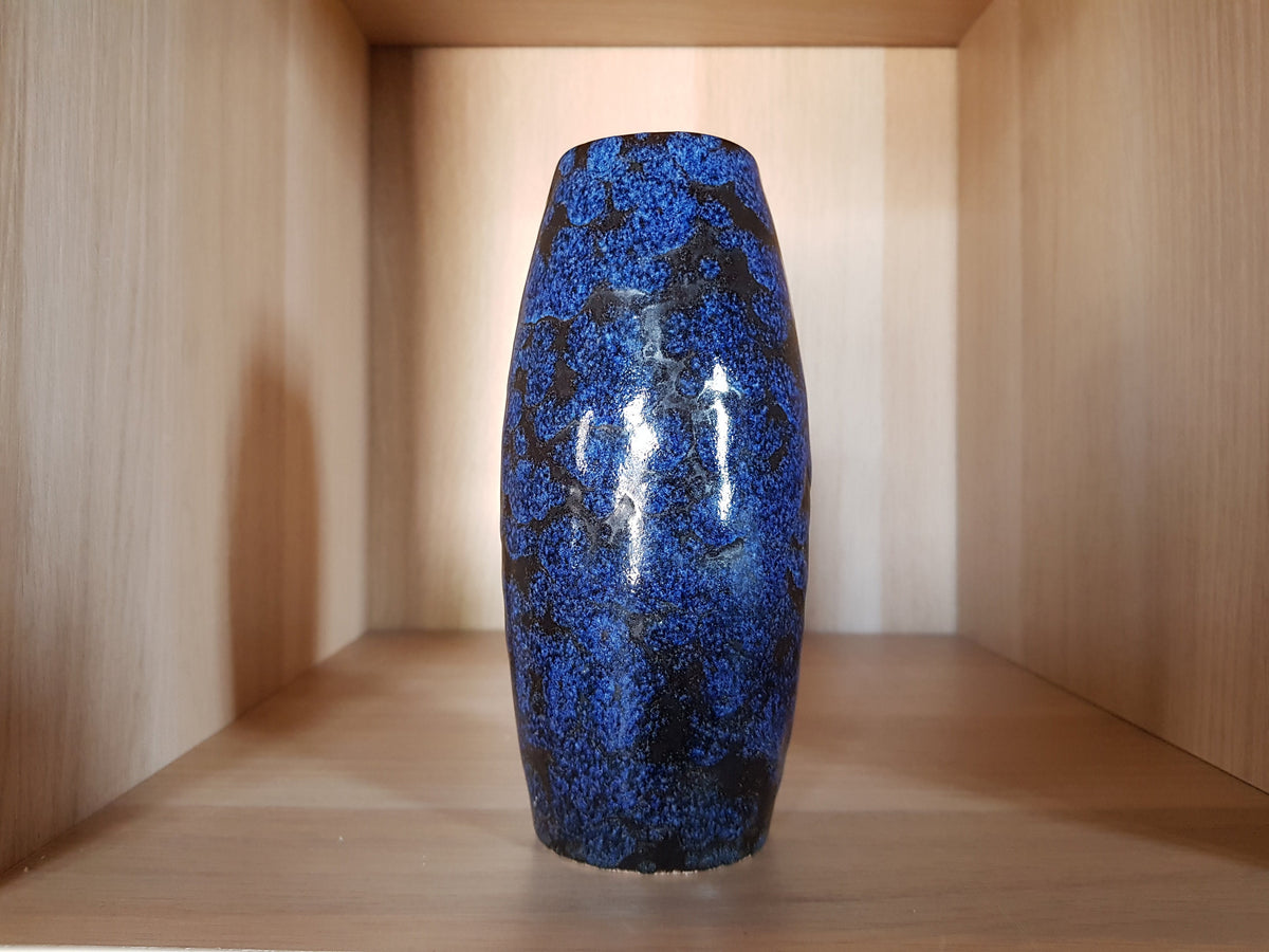 Vintage SCHEURICH KERAMIK Blue Vase 522 18 West German Pottery Fat Lava Era