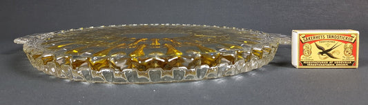 Vintage Cake Plate By Walther Glas Germany Cut Crystal Glass Cake Platter Serving Plate Yellow 1970s