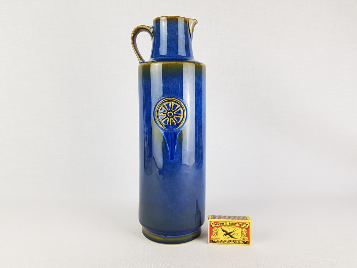Vintage SØHOLM DENMARK Handled Blue Jug Vase 3312 from Nordlys Series by Maria Philippi 1963s