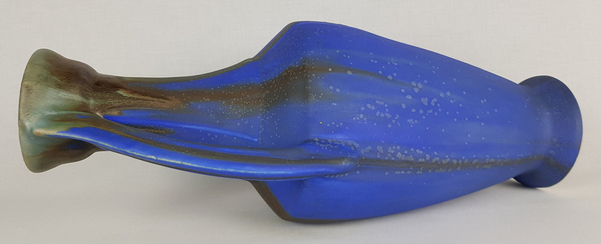 Large Art Deco GILBERT MÉTÉNIER Double Handled "Gannat Blue" Vase 1920s- 1930s