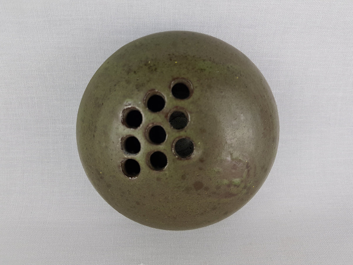Vintage STUDIO ART POTTERY Green Ikebana Frog Steck Vase West Germany 1970s