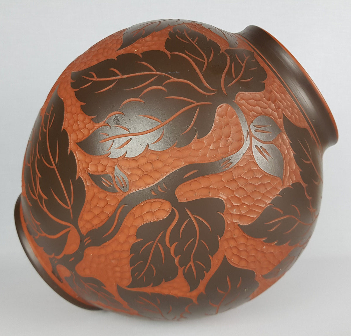Vintage SAWA KERAMIK KLINKER Brown Sgrafito Vase 212-30 P West German Pottery 1950-60s