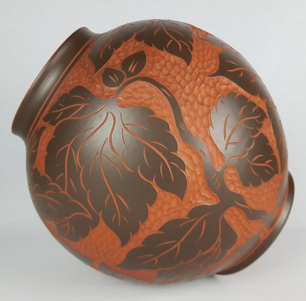 Vintage SAWA KERAMIK KLINKER Brown Sgrafito Vase 212-30 P West German Pottery 1950-60s