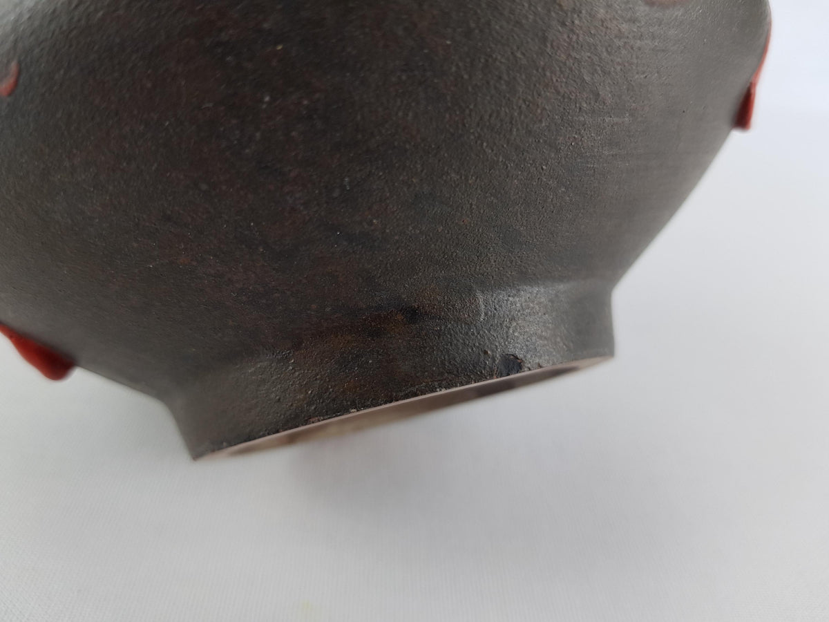 Vintage CERAMANO Red Ceramic Vase 121 with STROMBOLI decor West German Pottery 1960s