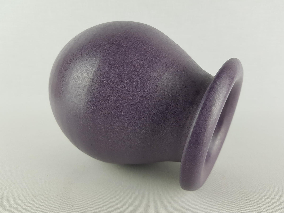 Vintage STUDIO ART POTTERY Purple Vase with Folded Rim Germany 1960-70