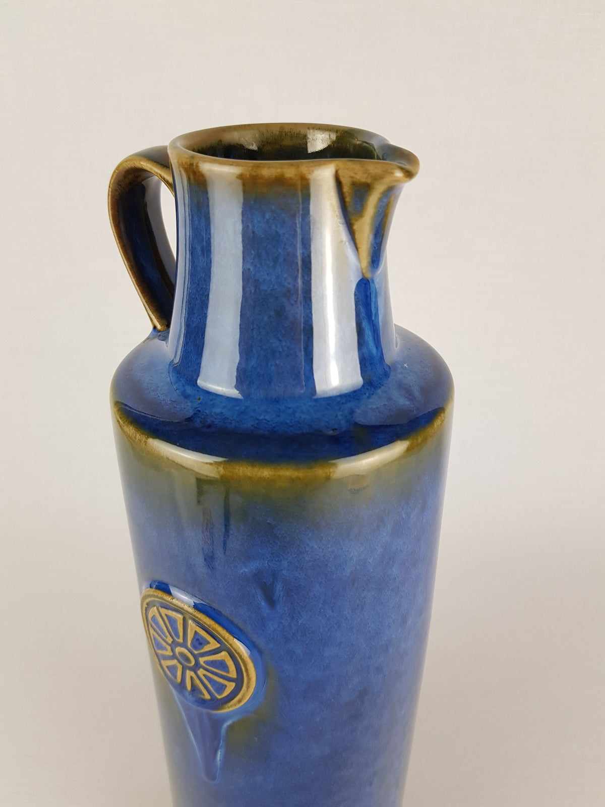 Vintage SØHOLM DENMARK Handled Blue Jug Vase 3312 from Nordlys Series by Maria Philippi 1963s