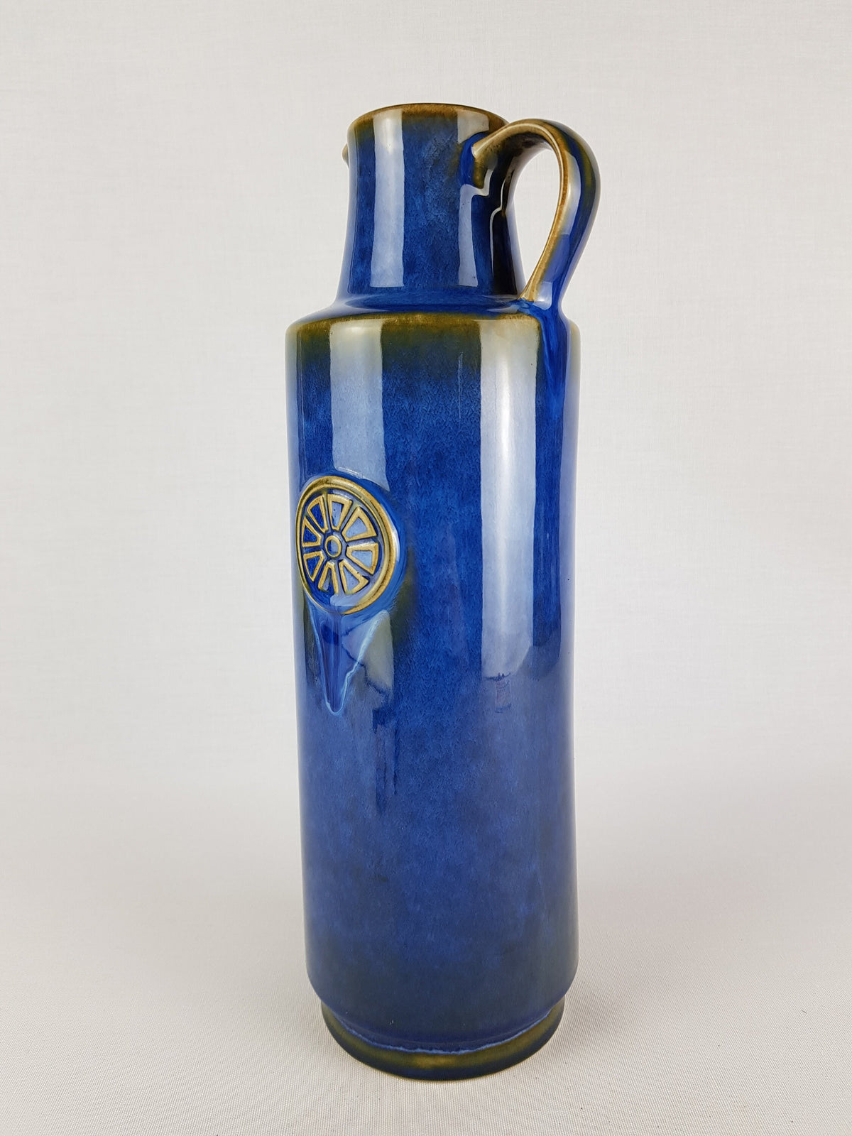 Vintage SØHOLM DENMARK Handled Blue Jug Vase 3312 from Nordlys Series by Maria Philippi 1963s