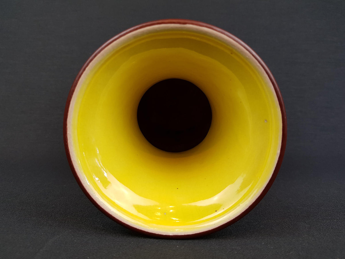 Vintage SCHLOSSBERG KERAMIK with Unique Yellow and Brown Swirl Decor West German Pottery 1960-70s